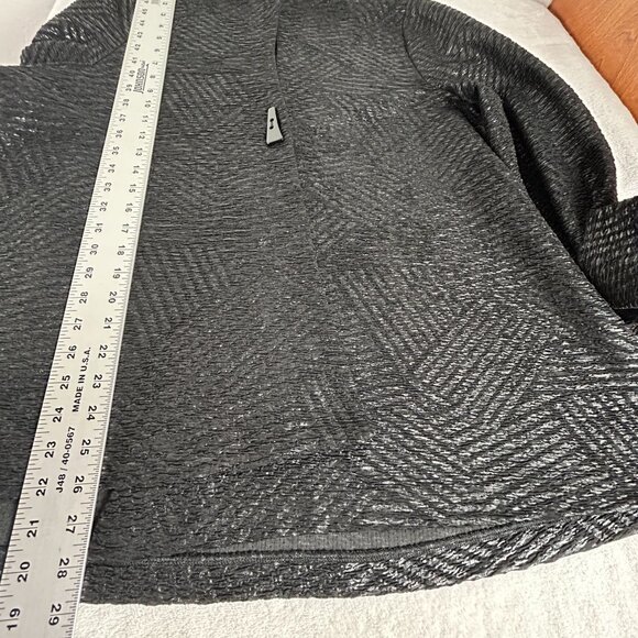 Womens Unique Button Front Textured Swing Jacket Black Gray Pattern Art To Wear - Picture 6 of 6
